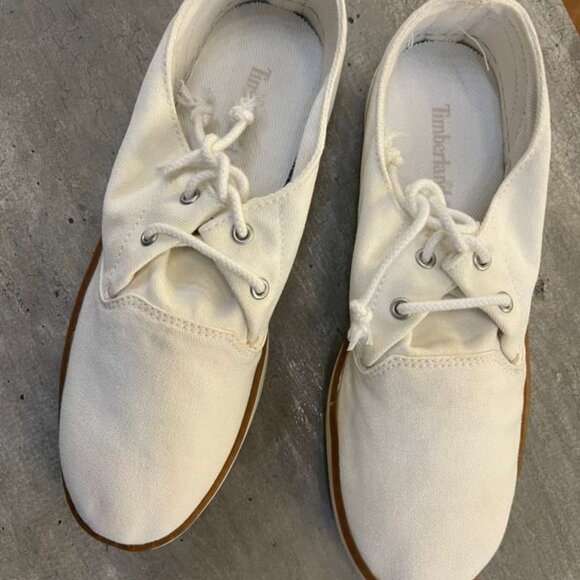 TIMBERLAND MEN'S HOOK SET LOW LACE SNEAKER WHITE CANVAS A6CNJ-ET7 ALL SIZES - Picture 3 of 8